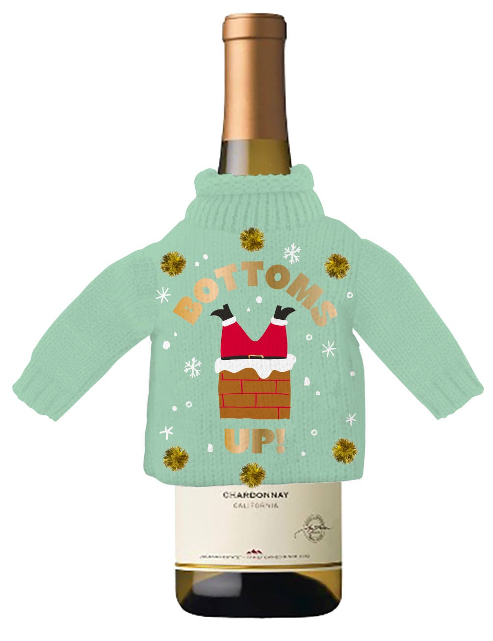soiree-sisters - Funny Holiday Christmas Wine Bottle Sweater | Bottoms Up