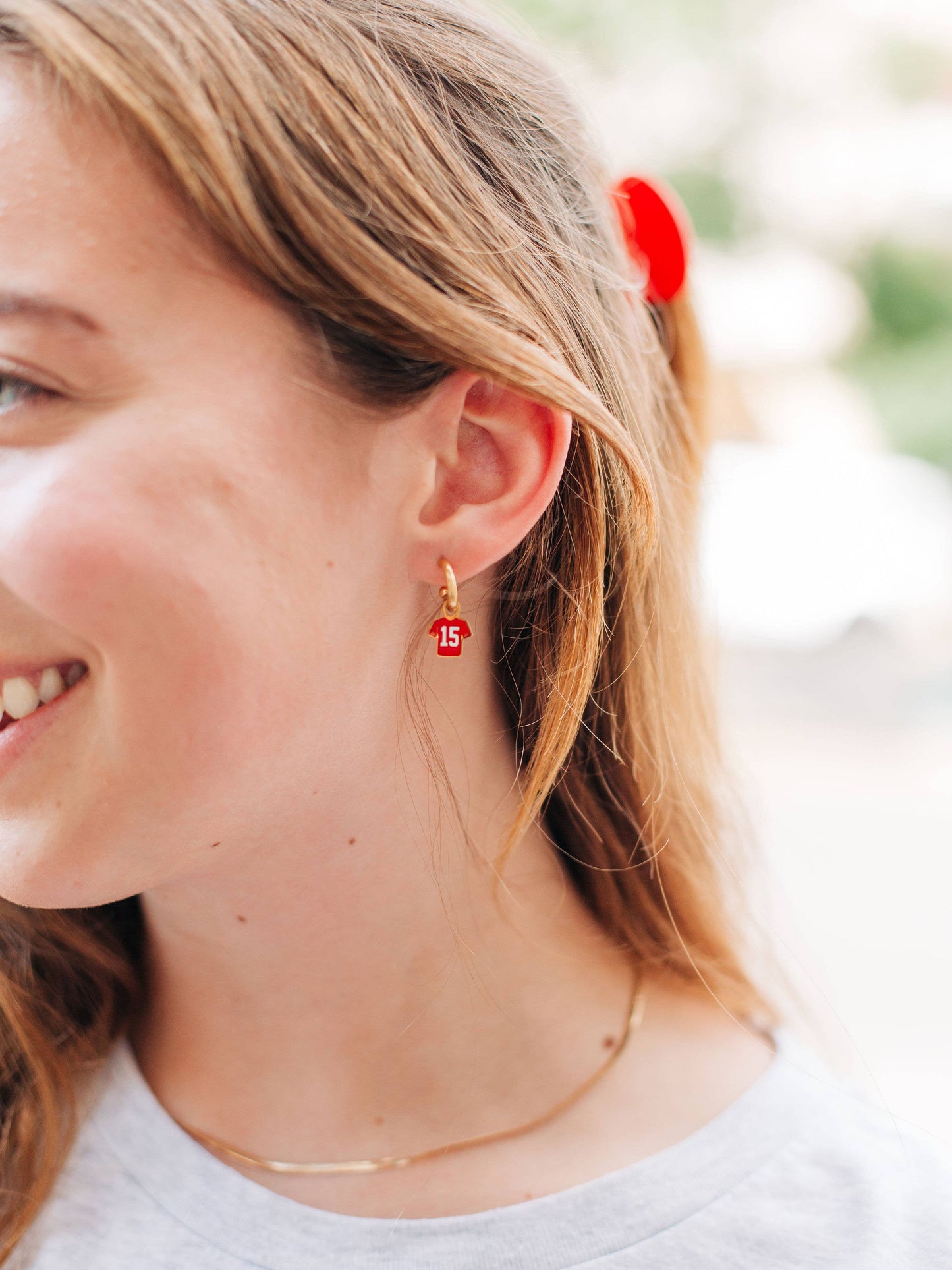 EB and Co. - Kansas City Chiefs#15 Quarterback Jersey Huggie Hoop Earring