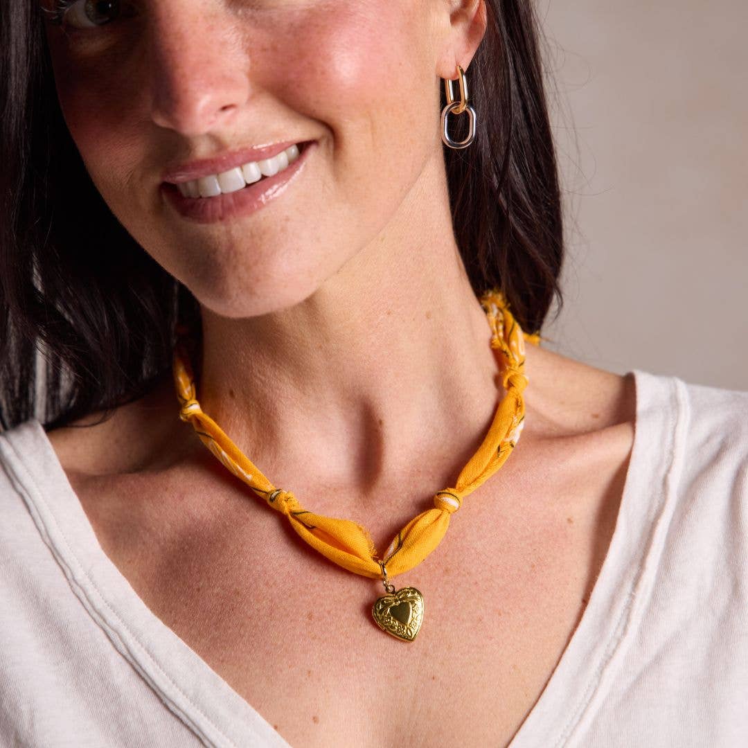 Nickel and Suede - Yellow Bandana Necklace