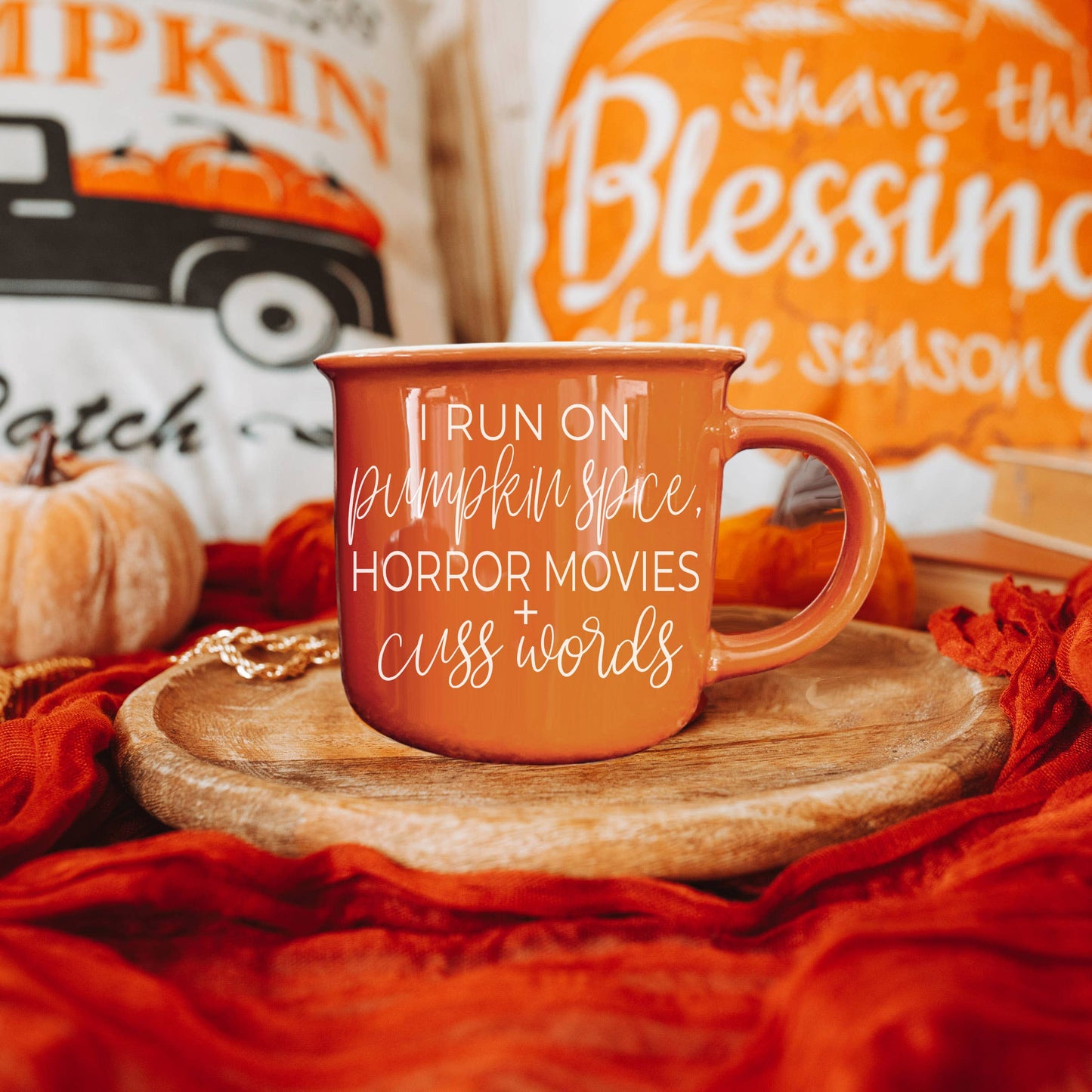 Gia Roma - Halloween Coffee Mugs, Fall Drinkware, Orange + Brown Mugs