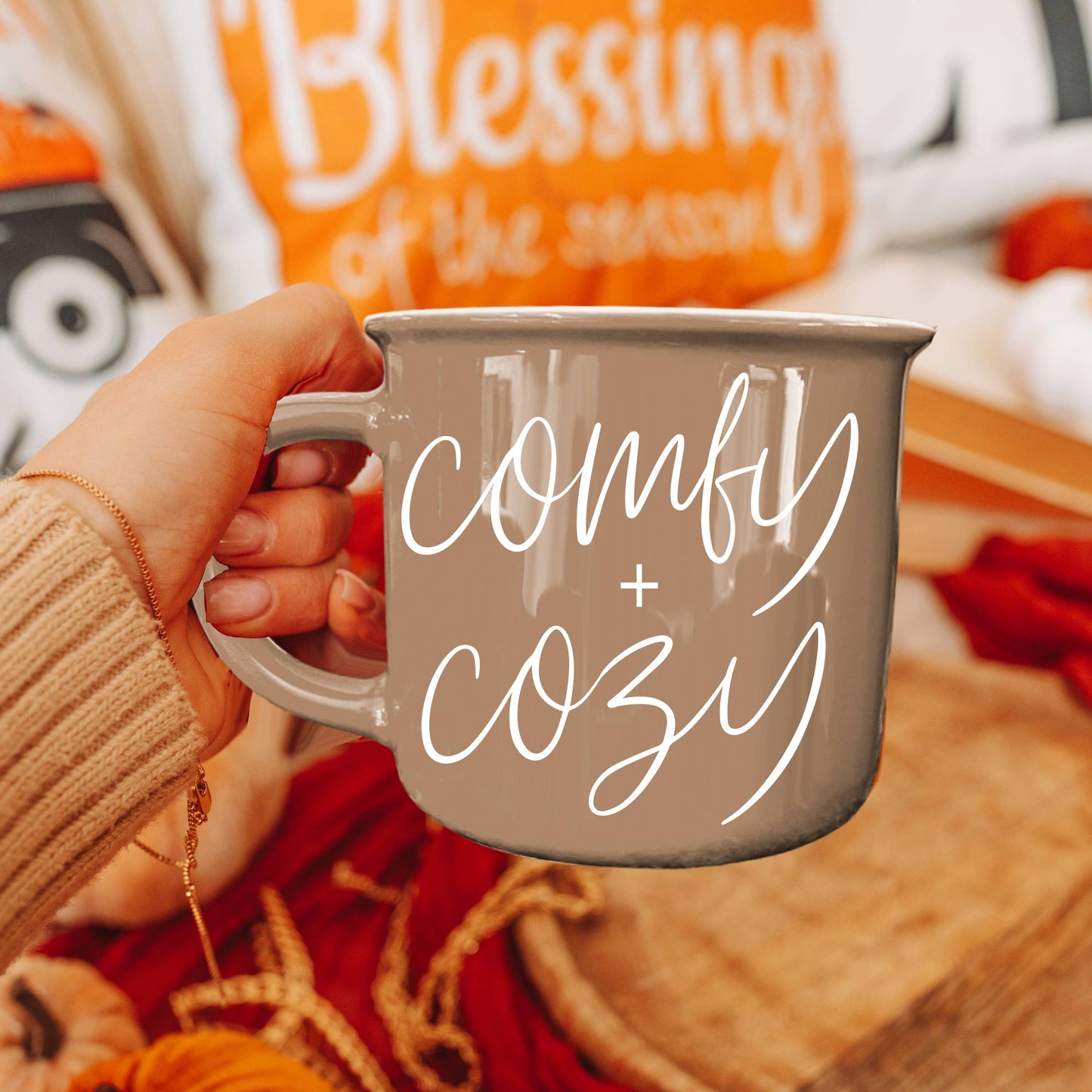 Gia Roma - Halloween Coffee Mugs, Fall Drinkware, Orange + Brown Mugs