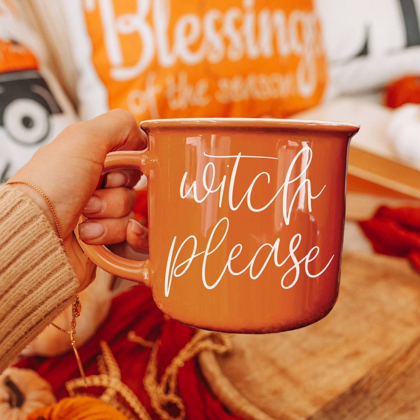 Gia Roma - Halloween Coffee Mugs, Fall Drinkware, Orange + Brown Mugs