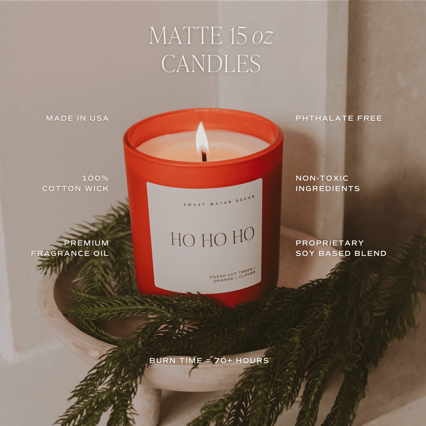 Sweet Water Decor - *NEW* Happy Holidays 15 oz Soy Candle, Matte Jar- Home Decor