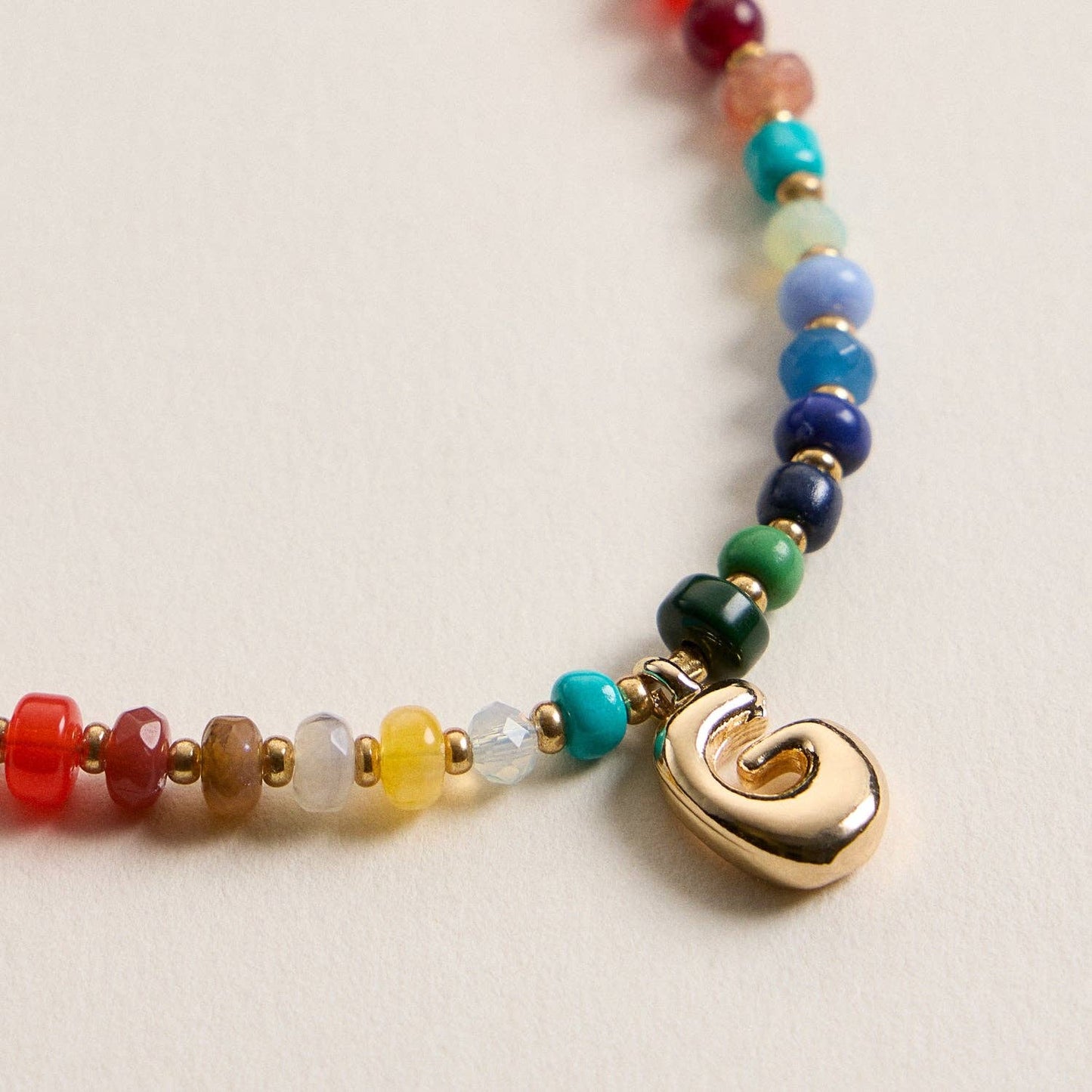 Frem - Vibrant Beaded Necklaces with Gold Initial Charms – Set of 16 Unique Designs