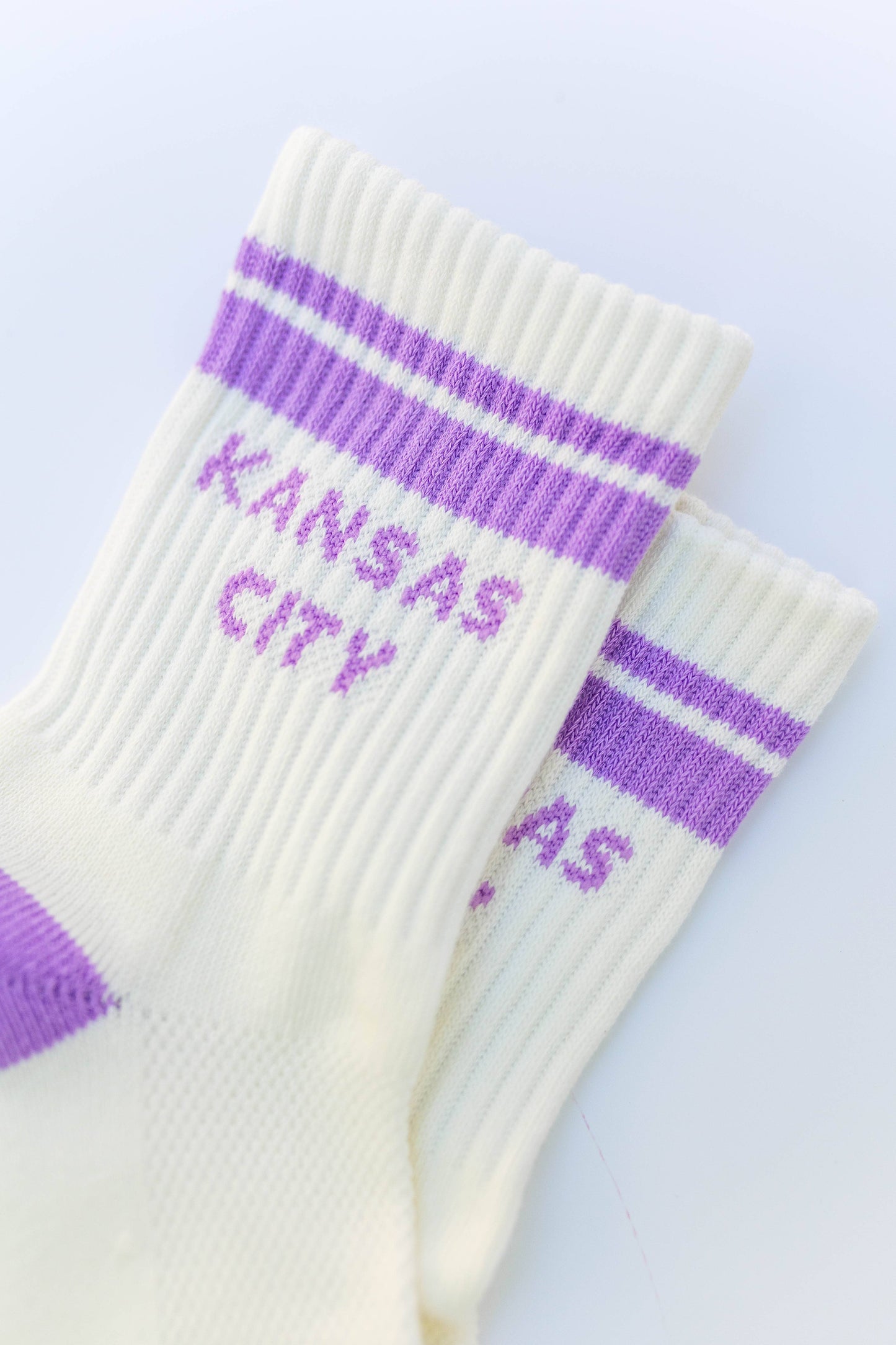 Kansas City Crew Socks - Cream w/ Purple