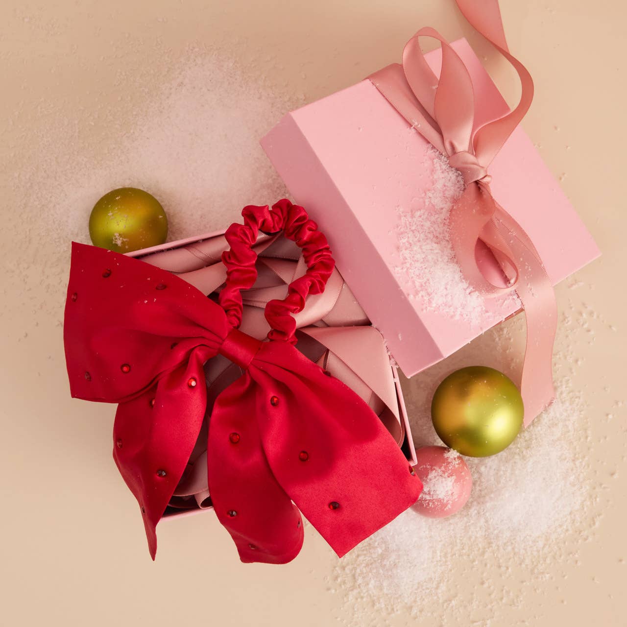 KITSCH - Holiday Satin & Rhinestone Bow Scrunchie