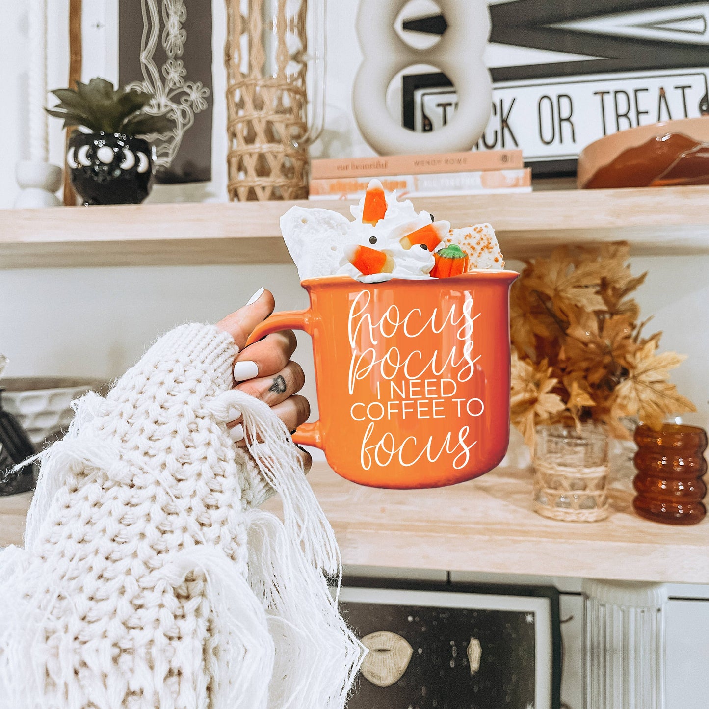 Gia Roma - Halloween Coffee Mugs, Fall Drinkware, Orange + Brown Mugs
