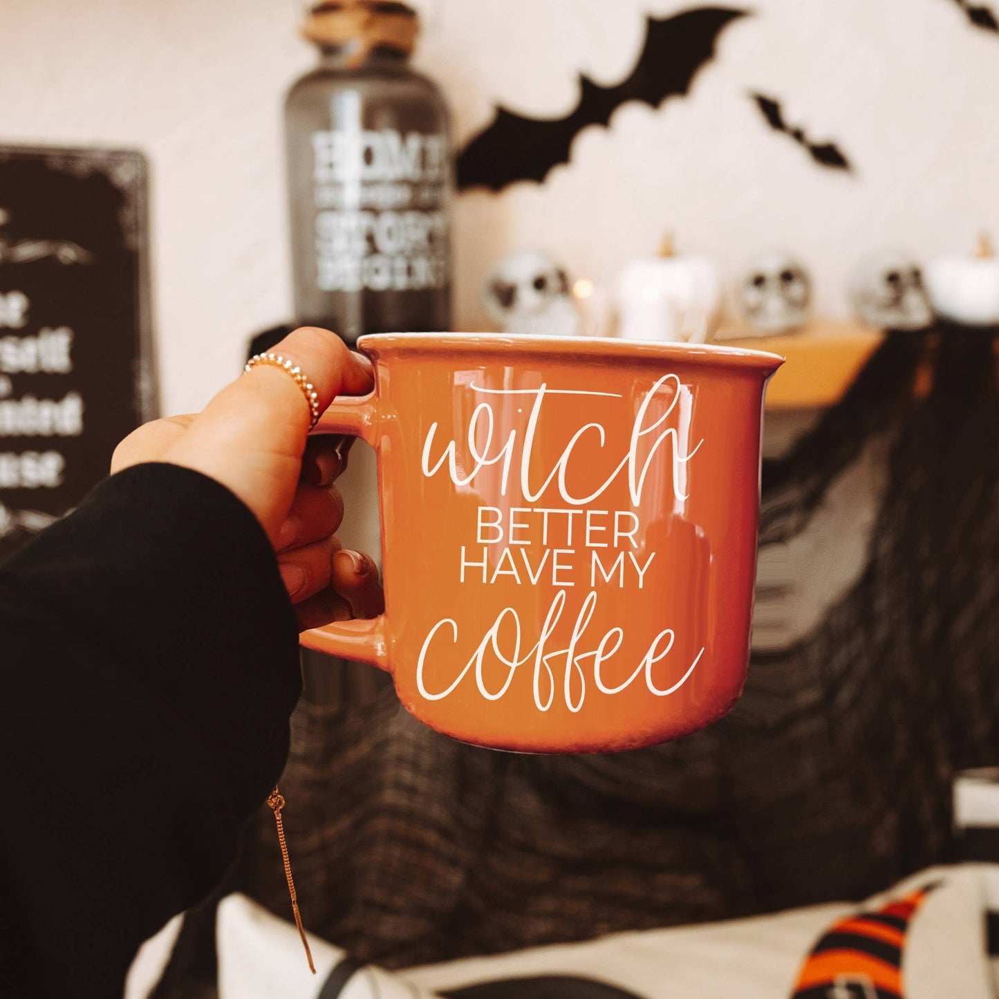 Gia Roma - Halloween Coffee Mugs, Fall Drinkware, Orange + Brown Mugs
