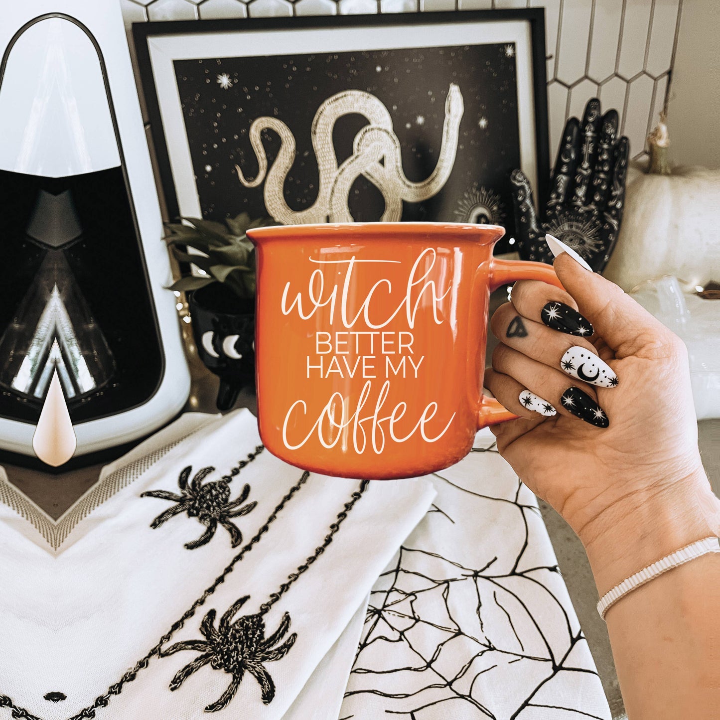 Gia Roma - Halloween Coffee Mugs, Fall Drinkware, Orange + Brown Mugs