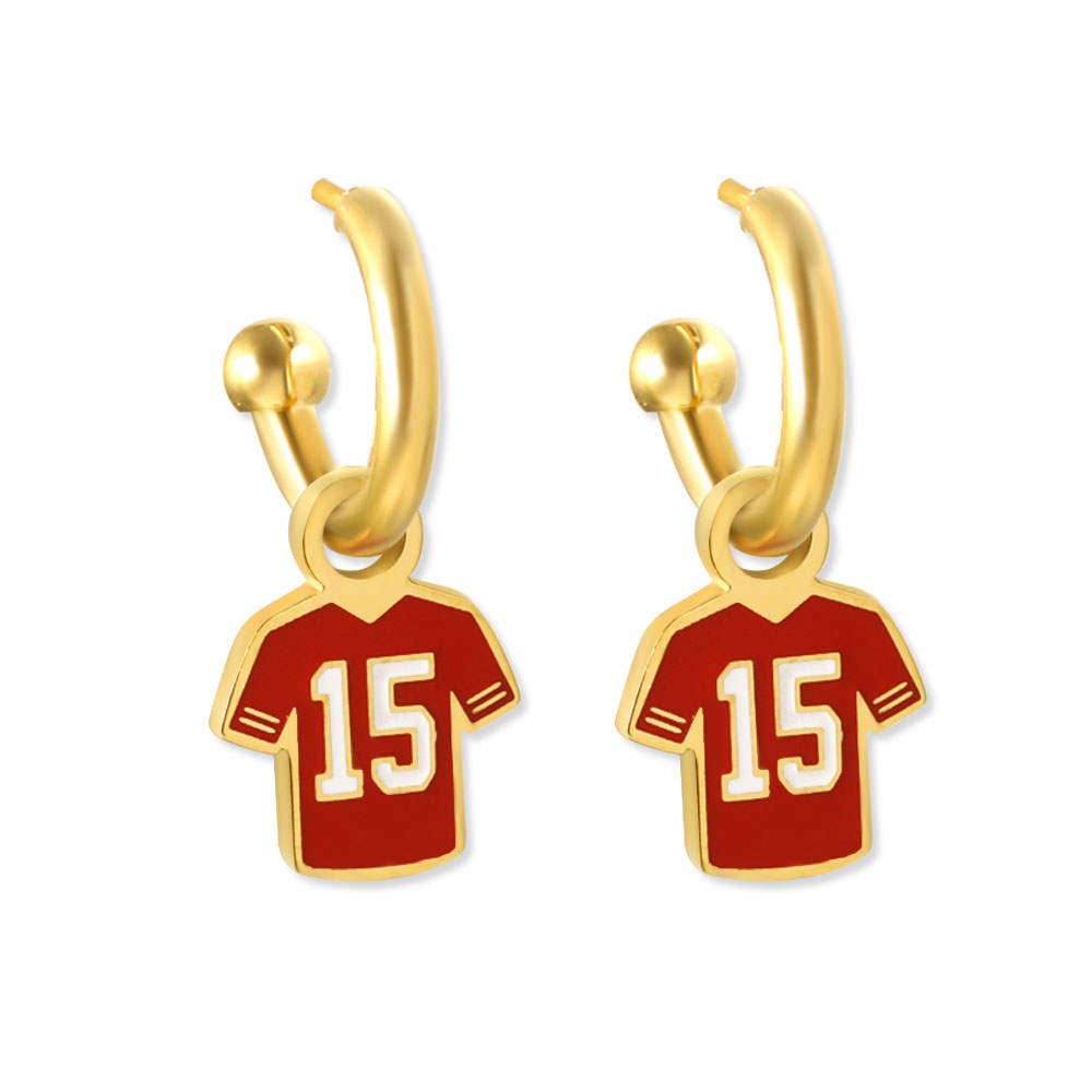 EB and Co. - Kansas City Chiefs#15 Quarterback Jersey Huggie Hoop Earring