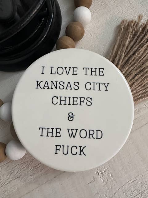 Dogwood Graphics & Design - I love the Kansas City Chiefs - Football Ceramic Coasters