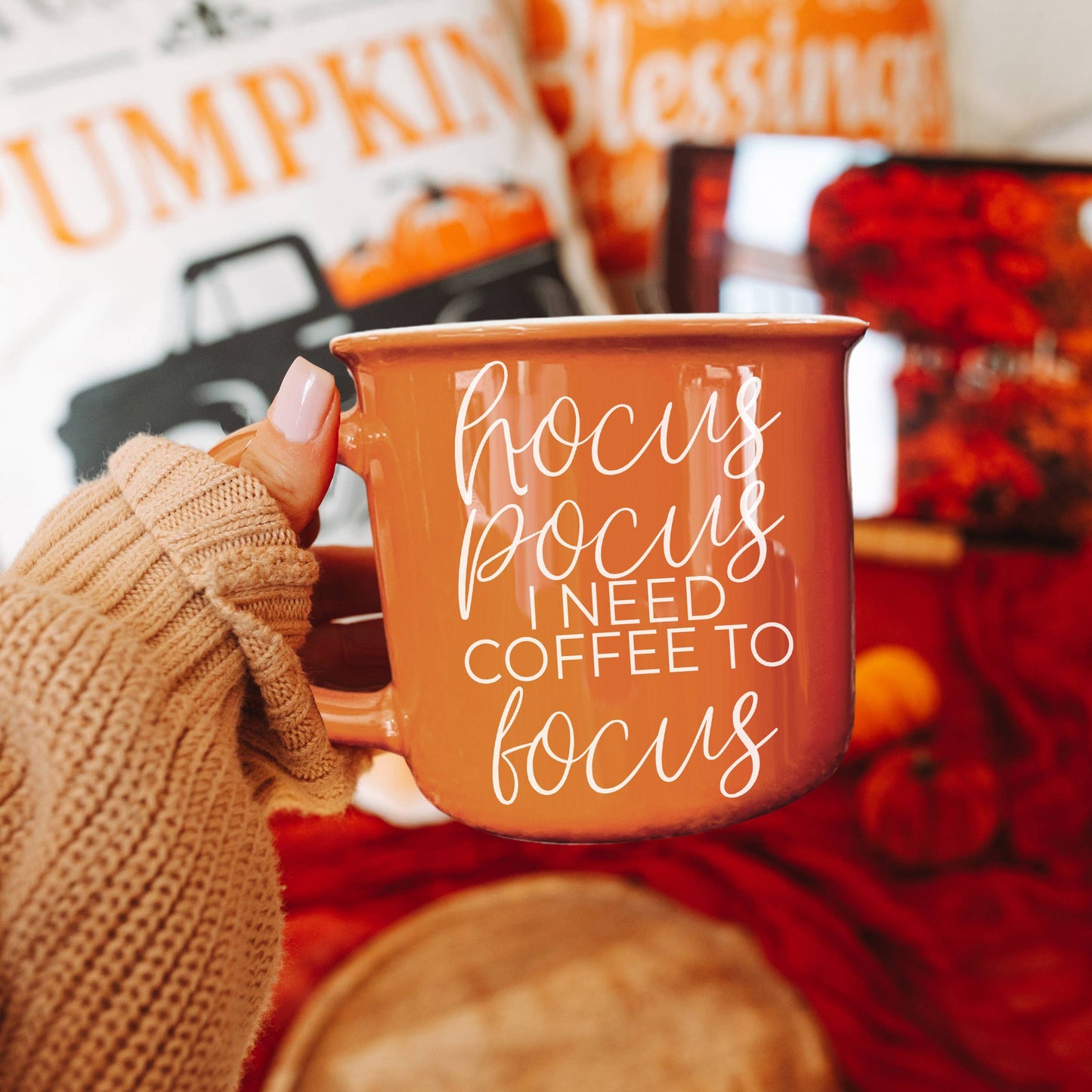 Gia Roma - Halloween Coffee Mugs, Fall Drinkware, Orange + Brown Mugs