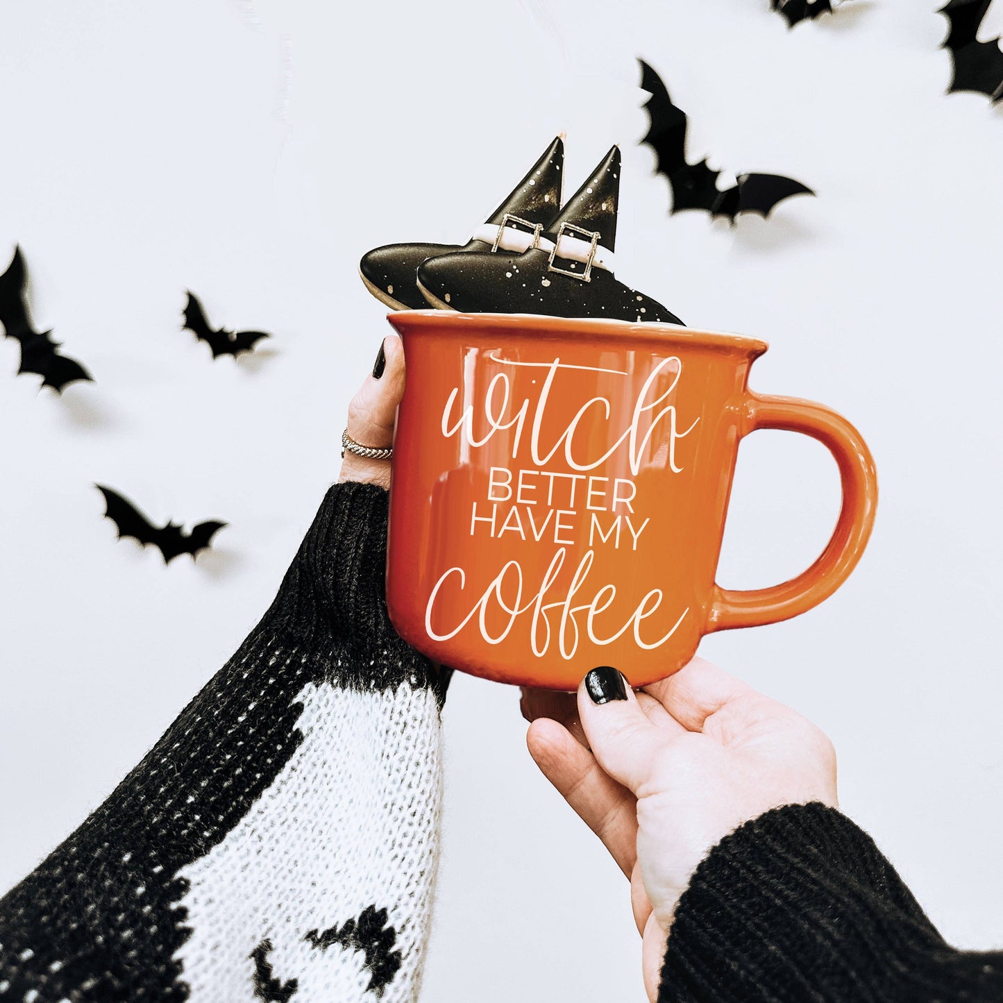 Gia Roma - Halloween Coffee Mugs, Fall Drinkware, Orange + Brown Mugs