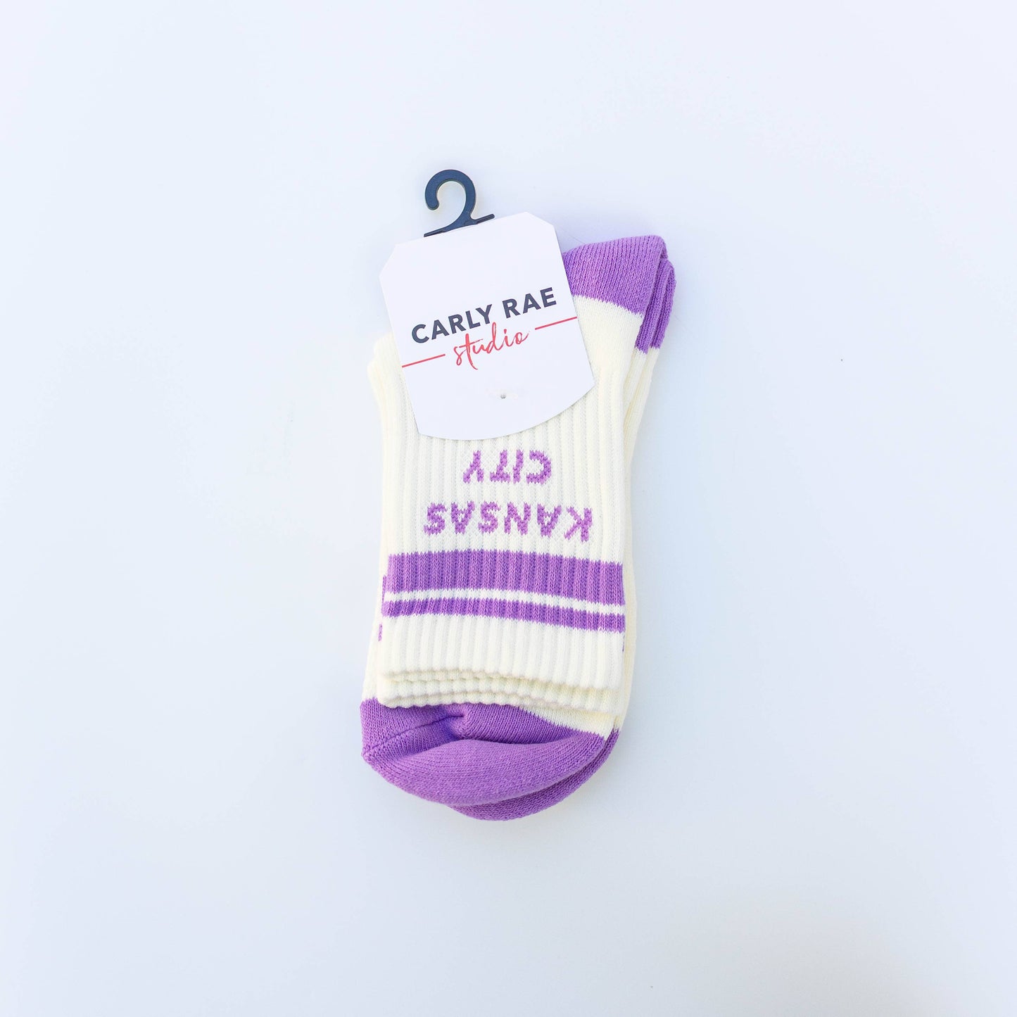 Kansas City Crew Socks - Cream w/ Purple