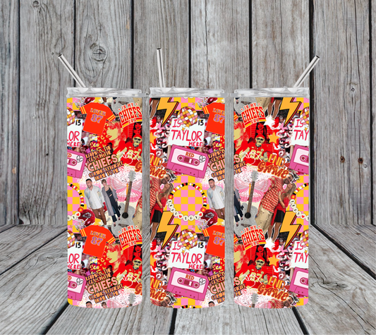 Dogwood Graphics & Design - Travis Kelce & Taylor Swift Collage 20oz Skinny Tumbler
