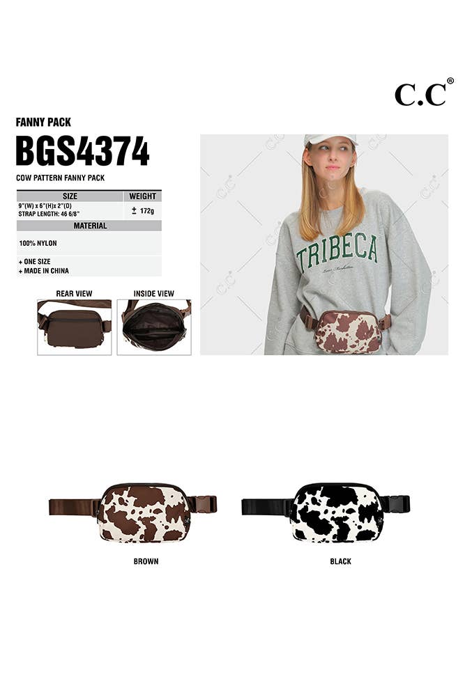Hana - C.C Cow Pattern Fanny Pack