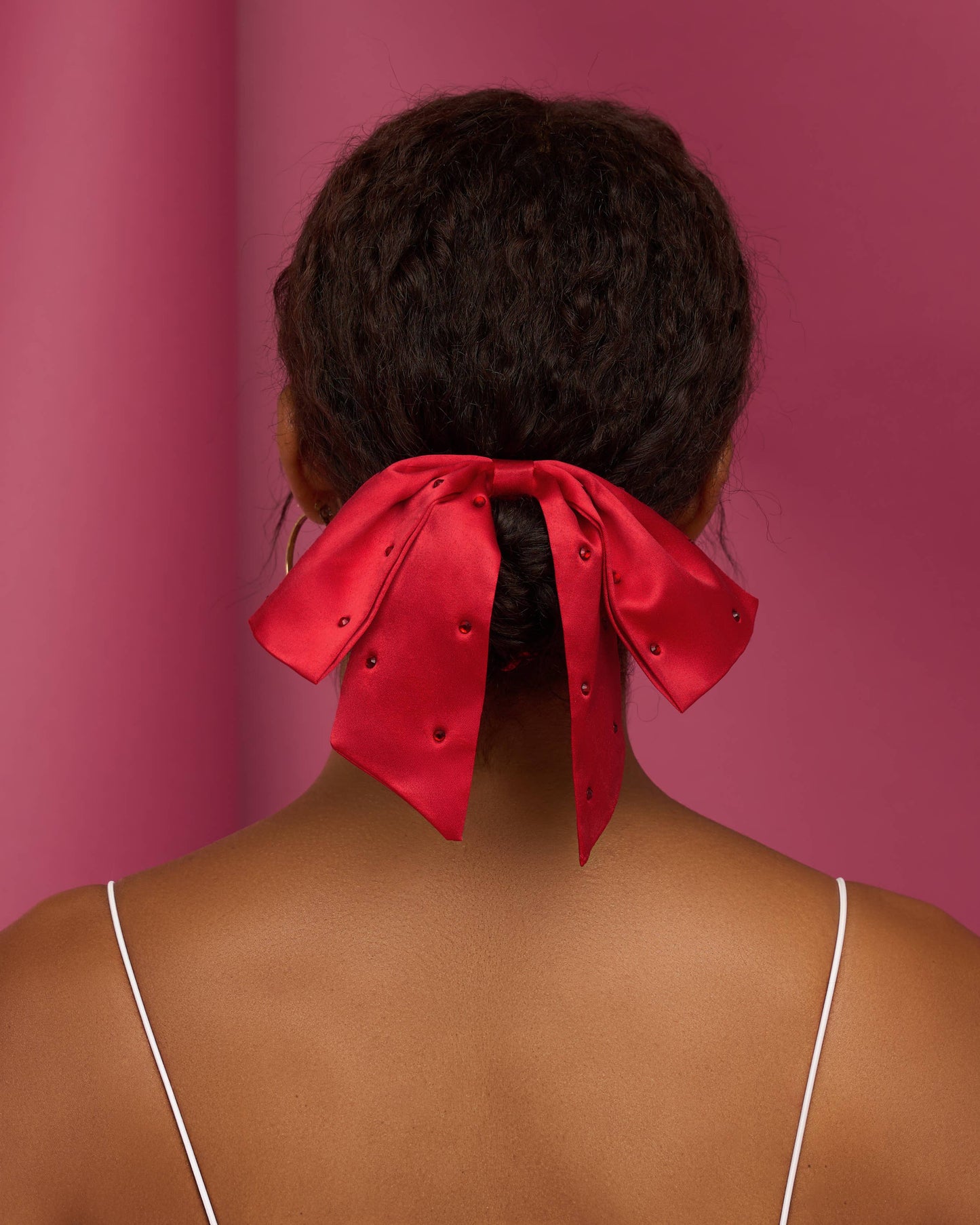KITSCH - Holiday Satin & Rhinestone Bow Scrunchie