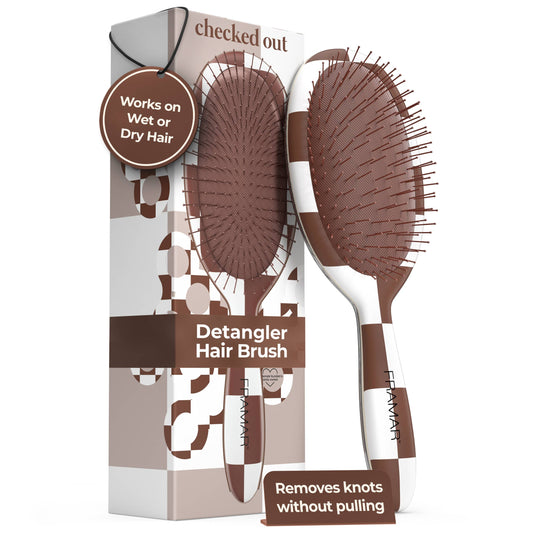 Framar Hair Brushes & Hair Accessories - FRAMAR Checkered Detangling Brush, Wet Hair Brush Detangler