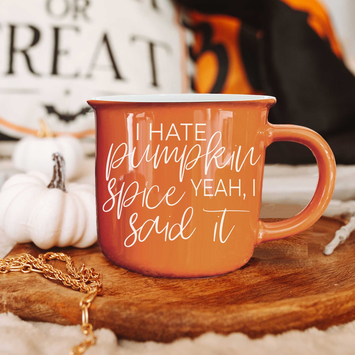 Gia Roma - Halloween Coffee Mugs, Fall Drinkware, Orange + Brown Mugs