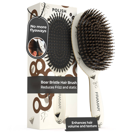 Framar Hair Brushes & Hair Accessories - FRAMAR Espresso Boar Bristle Hair Brush, Boar Brush For Hair