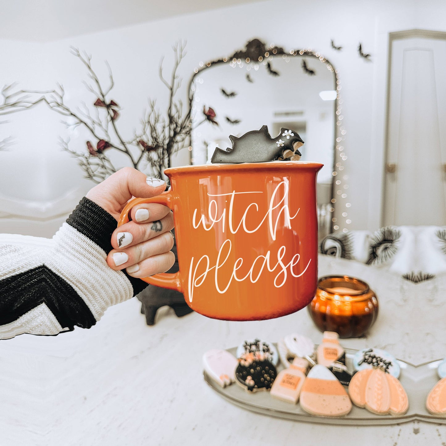 Gia Roma - Halloween Coffee Mugs, Fall Drinkware, Orange + Brown Mugs