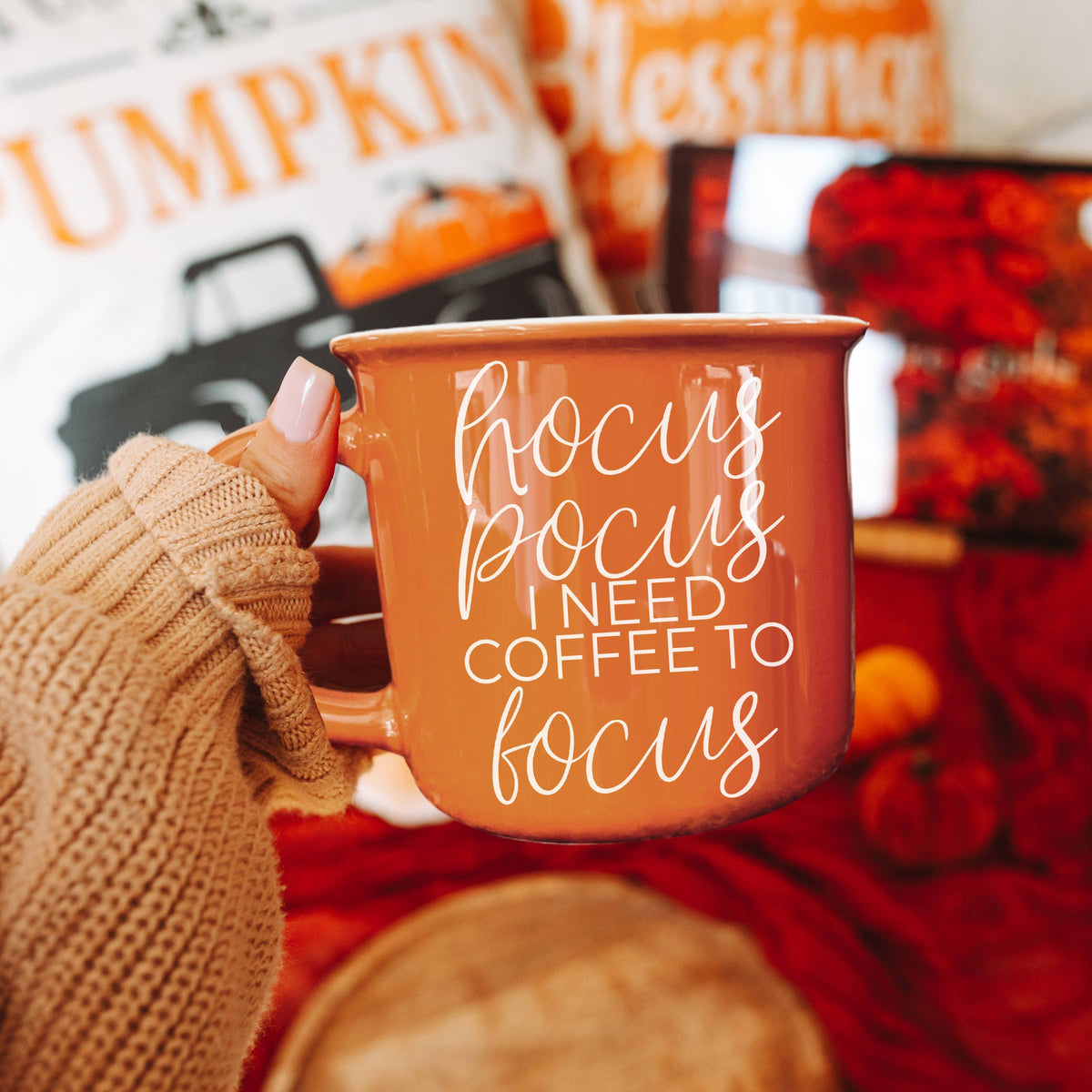 Gia Roma - Halloween Coffee Mugs, Fall Drinkware, Orange + Brown Mugs