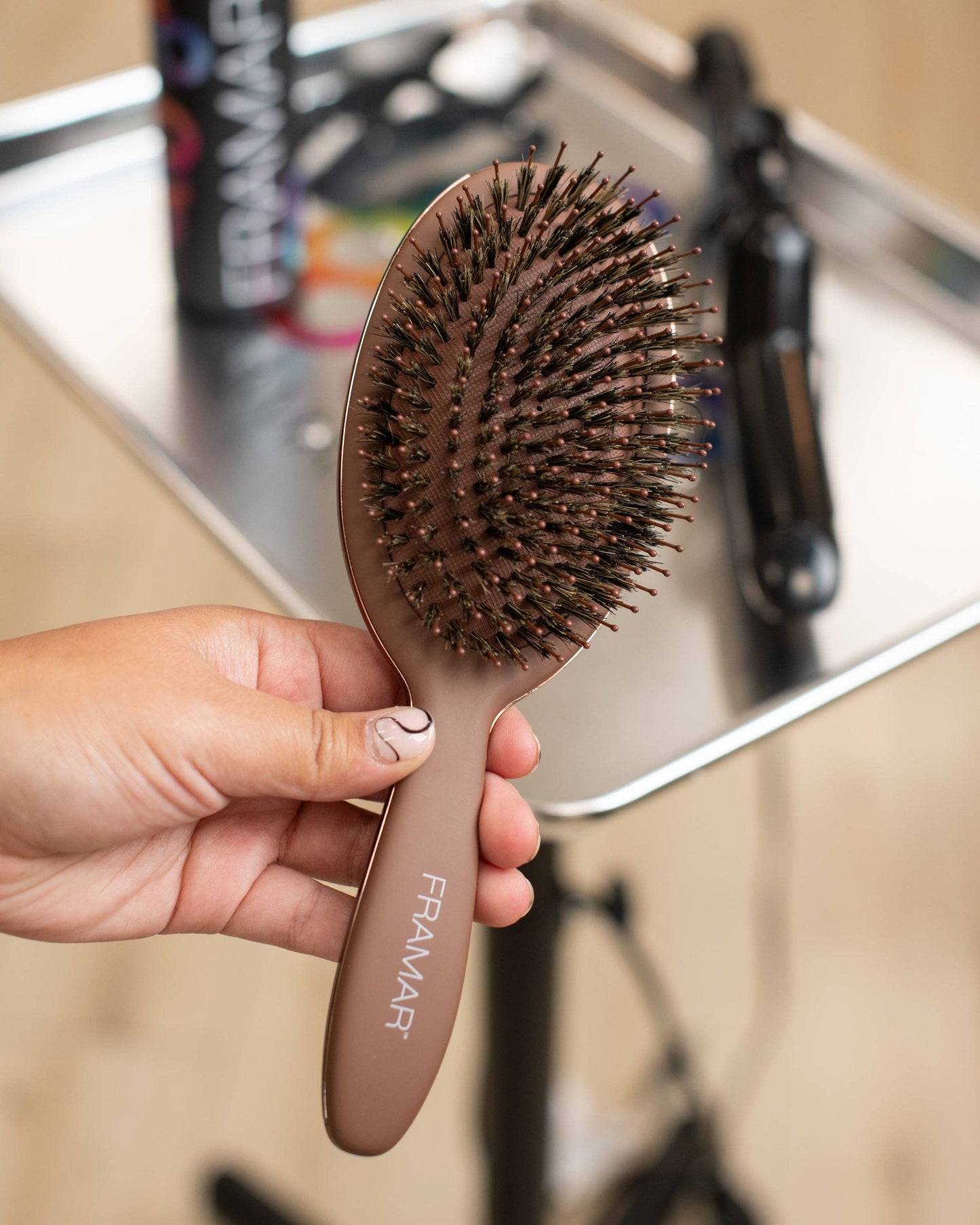 Framar Hair Brushes & Hair Accessories - FRAMAR Boar Bristle Hair Brush, Boar Brush For Hair - Brown