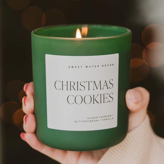 Sweet Water Decor - Christmas Cookies 15 oz Soy Candle, Matte Jar - Home Decor