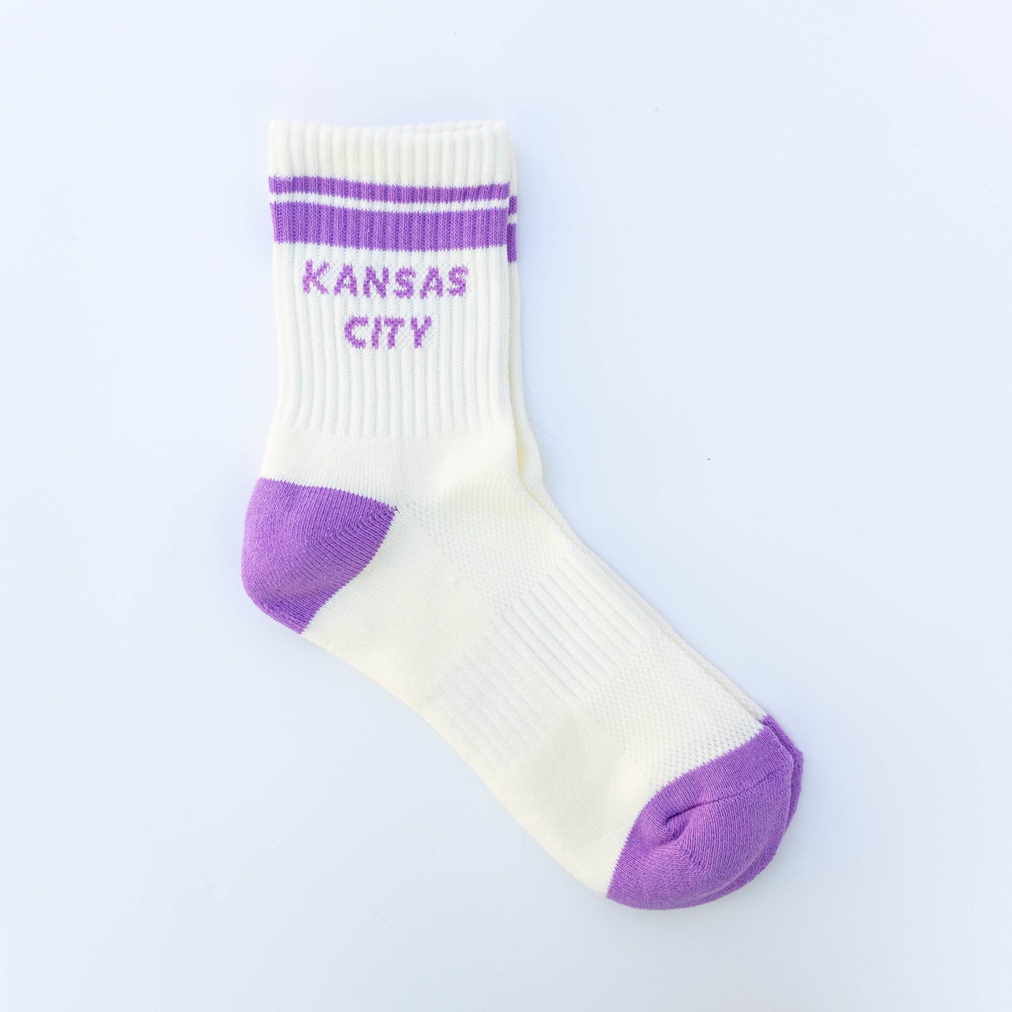 Kansas City Crew Socks - Cream w/ Purple