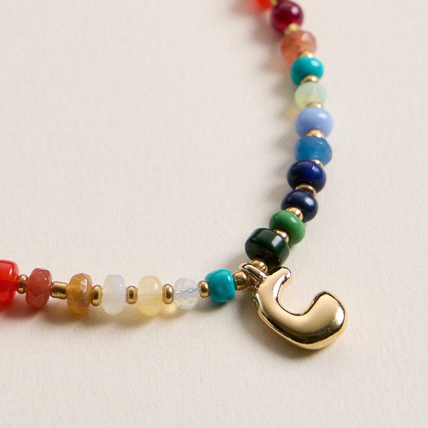 Frem - Vibrant Beaded Necklaces with Gold Initial Charms – Set of 16 Unique Designs