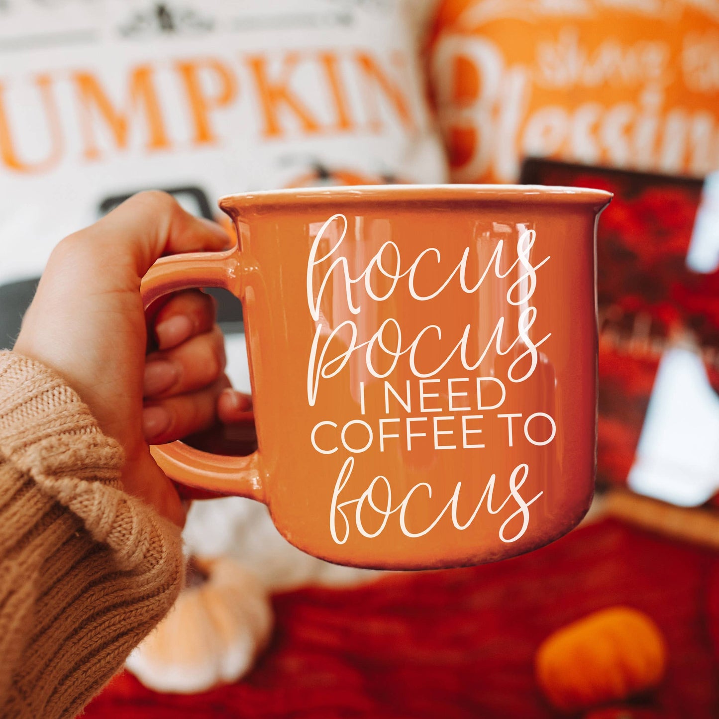 Gia Roma - Halloween Coffee Mugs, Fall Drinkware, Orange + Brown Mugs