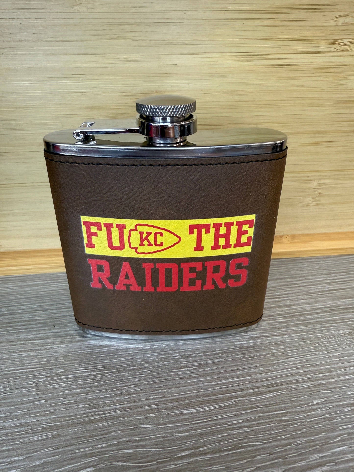 Designed To Flaunt - UV Printed FU KC The Raiders 6 oz Flask