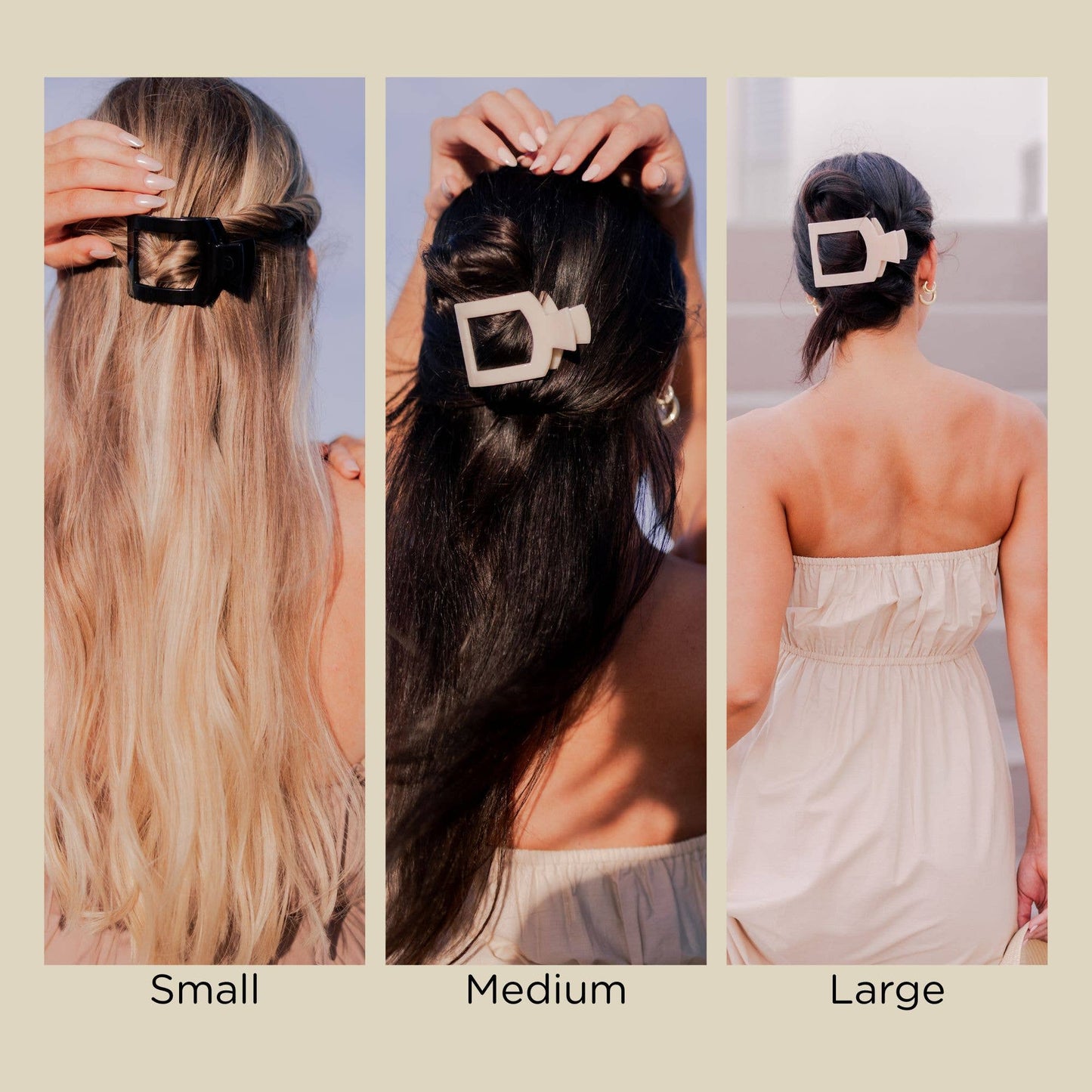 TELETIES - Square Flat Hair Clip | Med. | Tortoise