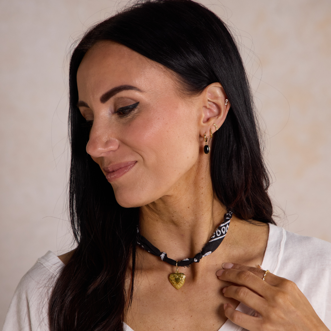 Nickel and Suede - Black Bandana Necklace
