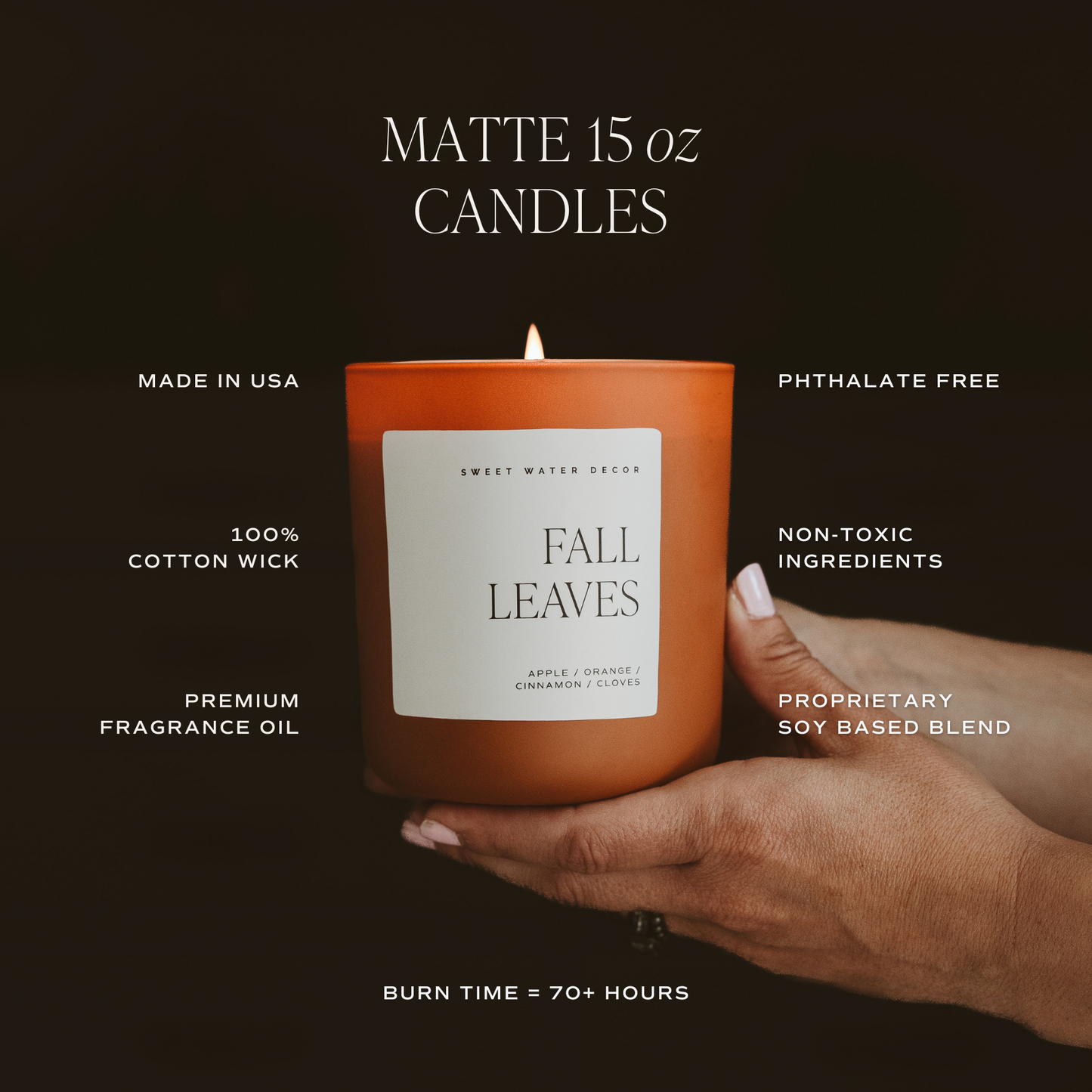 Sweet Water Decor - Pumpkin Spice 15 oz Soy Candle, Matte Jar - Fall Decor