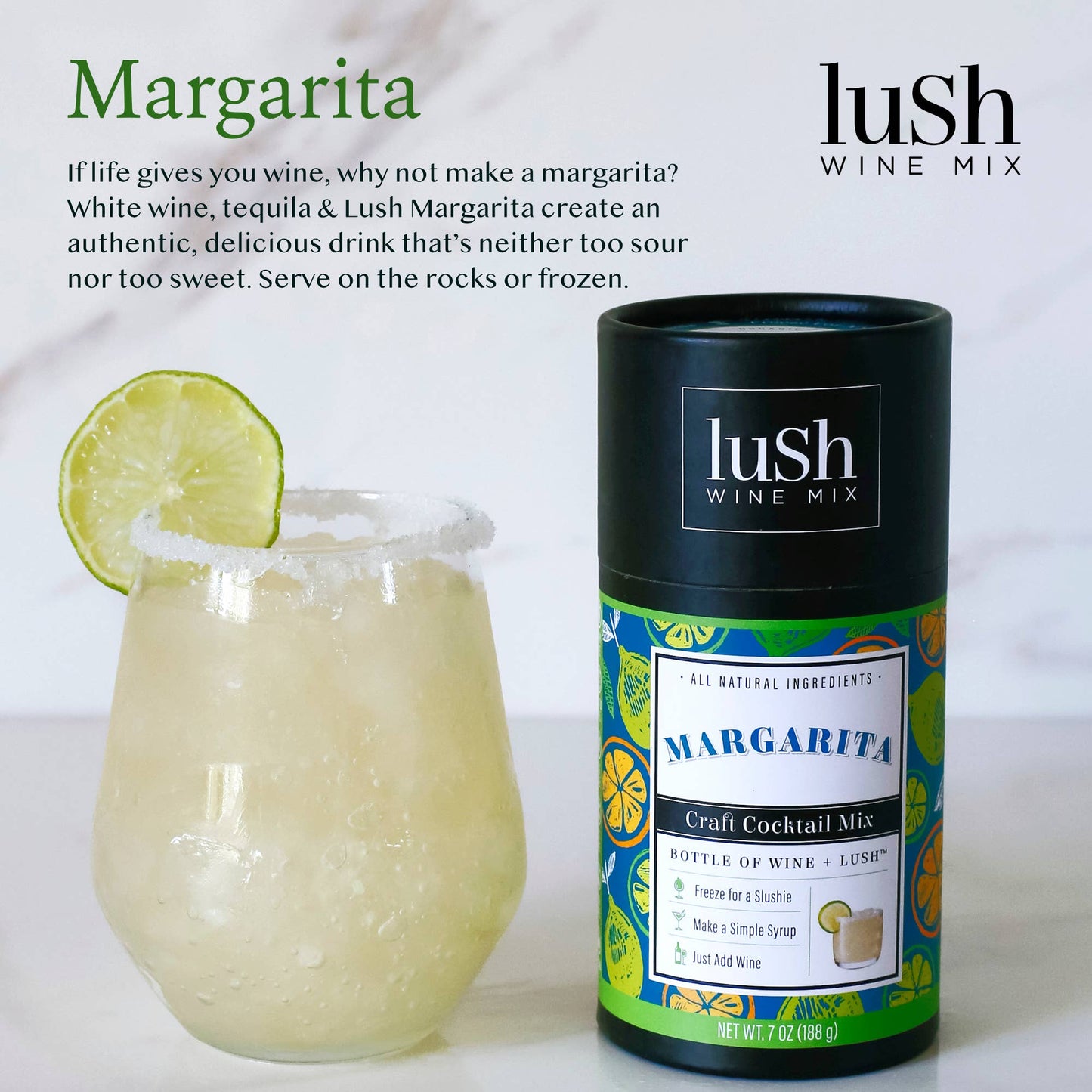 Lush Wine Mix - Margarita Canisters - 8+ Organic Cocktail & Mocktail Mix