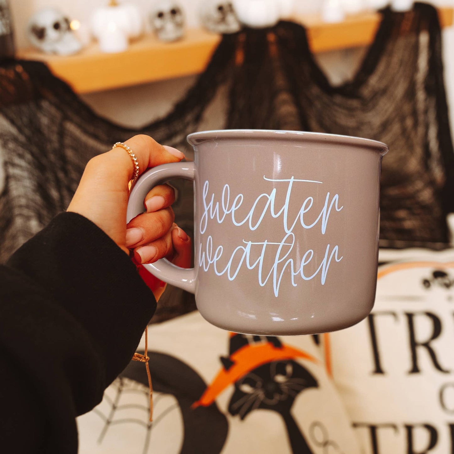 Gia Roma - Halloween Coffee Mugs, Fall Drinkware, Orange + Brown Mugs