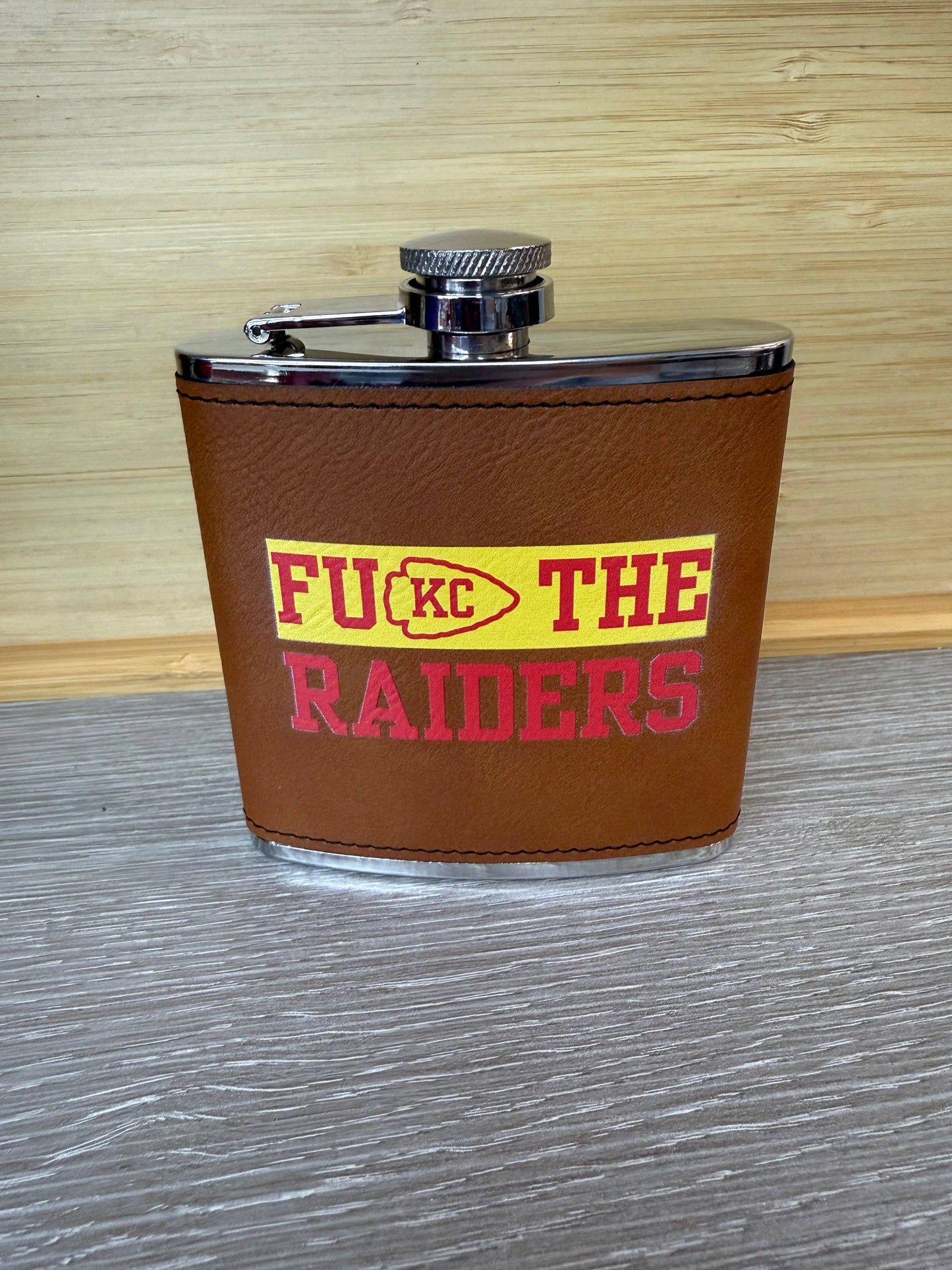 Designed To Flaunt - UV Printed FU KC The Raiders 6 oz Flask