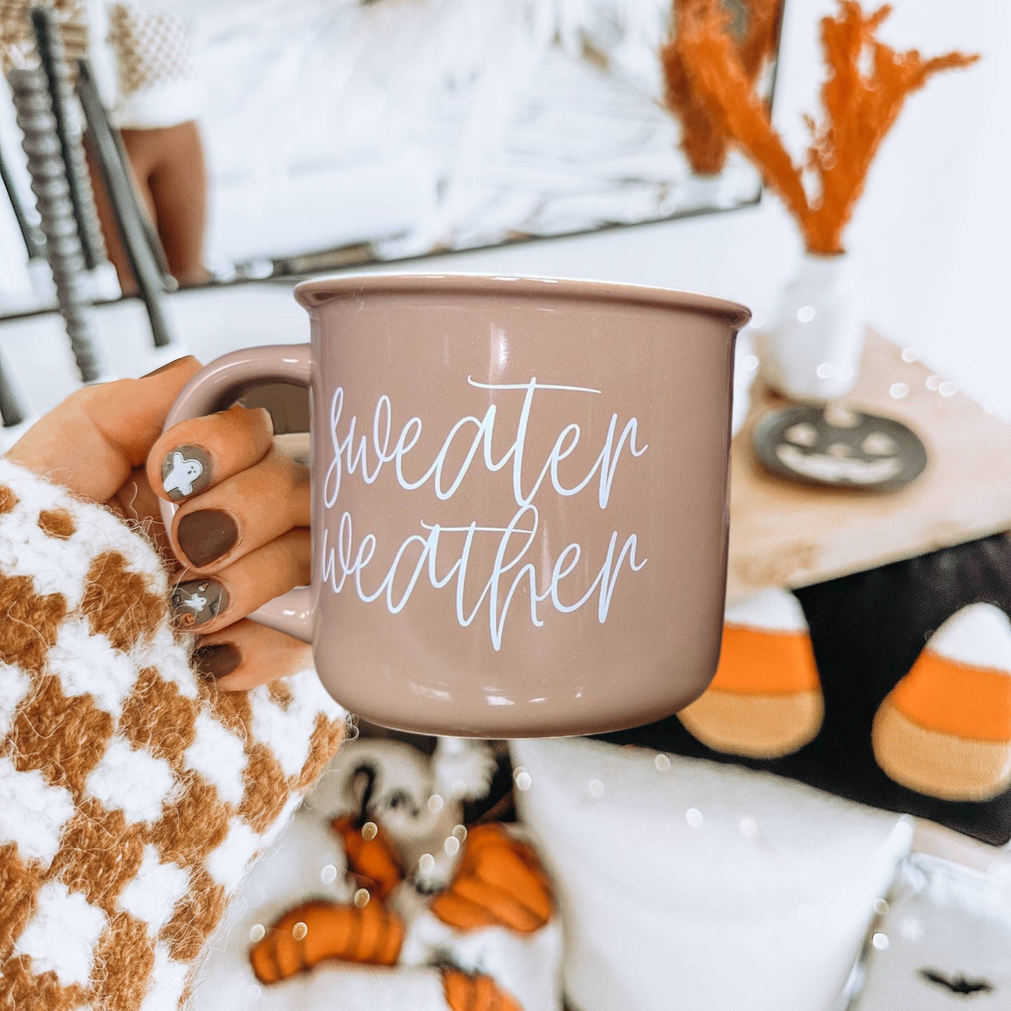 Gia Roma - Halloween Coffee Mugs, Fall Drinkware, Orange + Brown Mugs