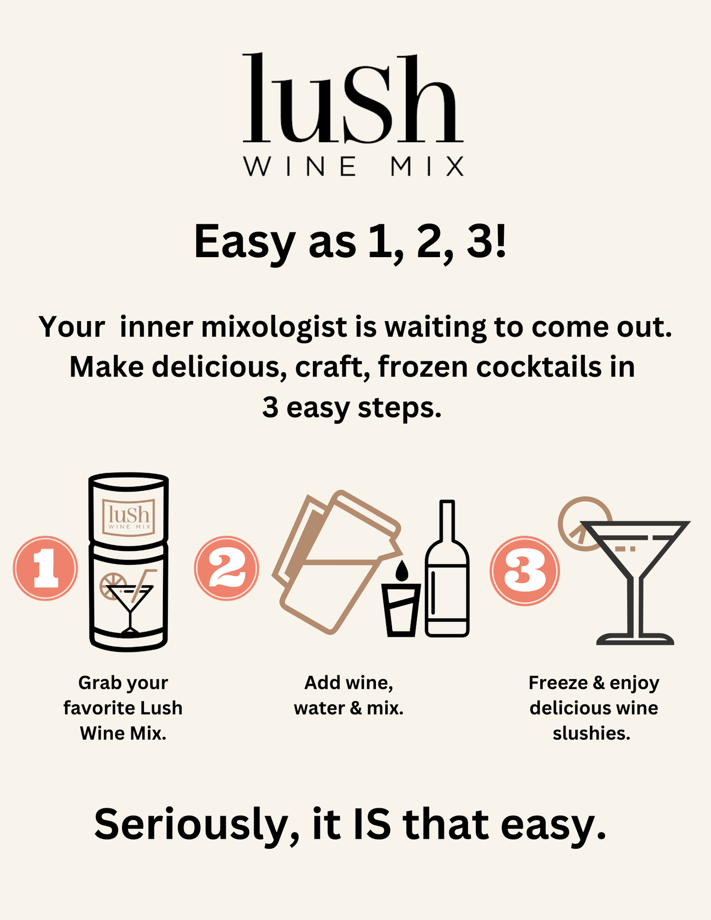 Lush Wine Mix - Original Frose Wine Slushie - 8+ Organic Cocktails Mocktails