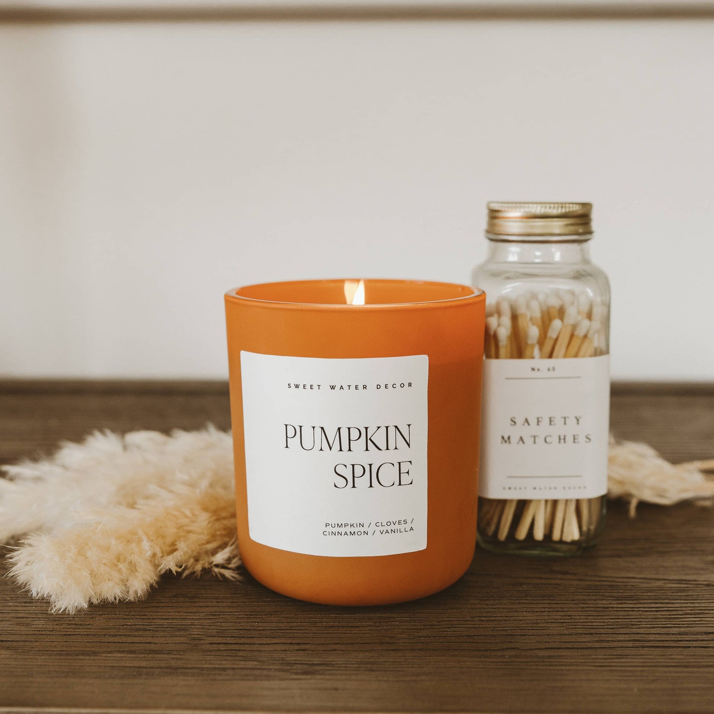 Sweet Water Decor - Pumpkin Spice 15 oz Soy Candle, Matte Jar - Fall Decor