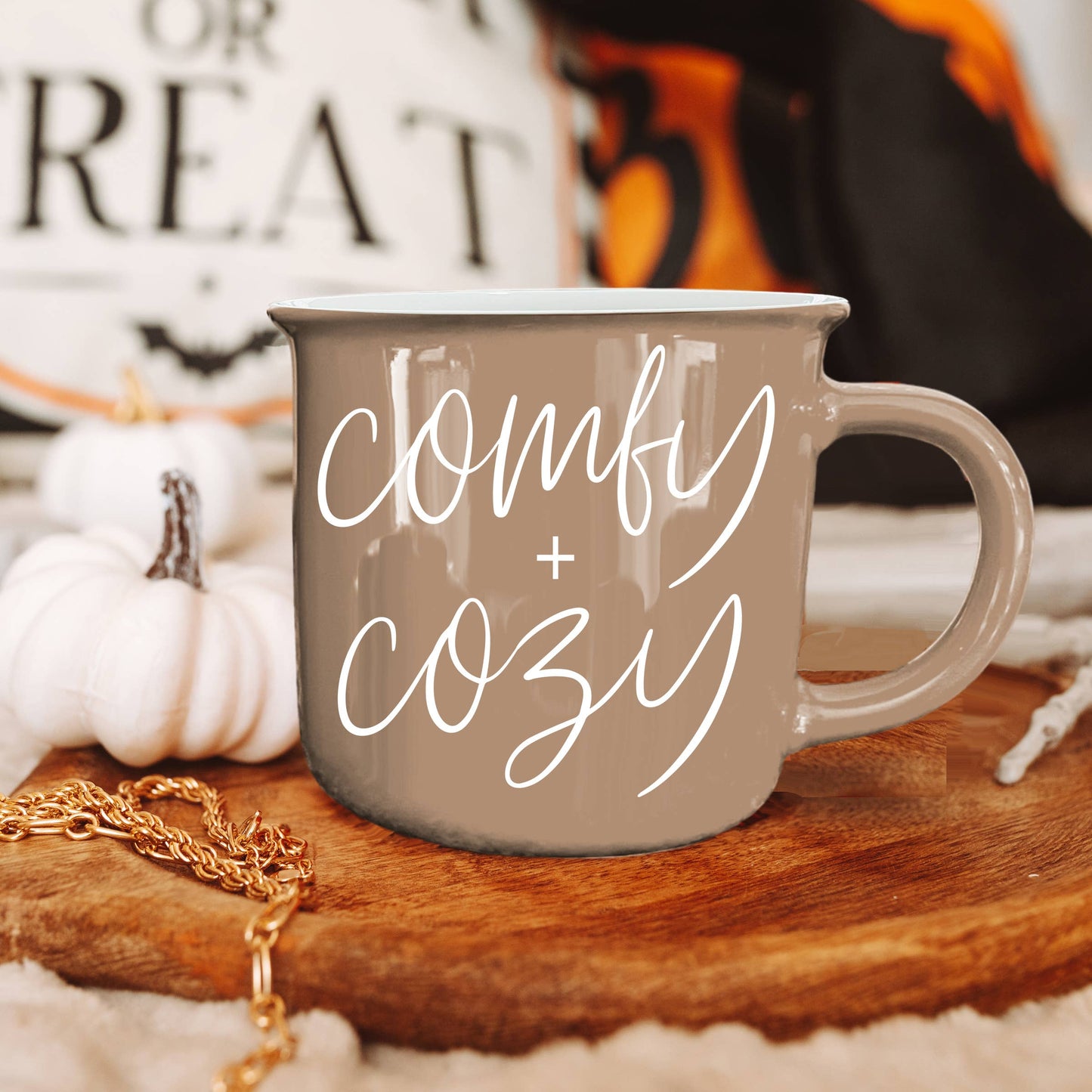 Gia Roma - Halloween Coffee Mugs, Fall Drinkware, Orange + Brown Mugs