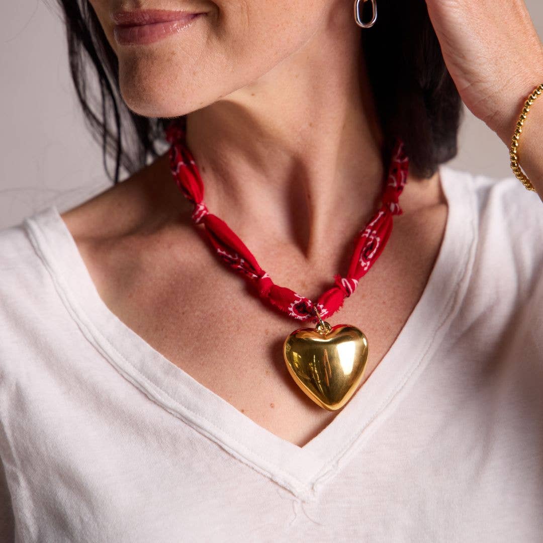 Nickel and Suede - Red Bandana Necklace