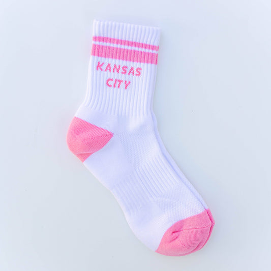 Kansas City Crew Socks - White w/ Pink