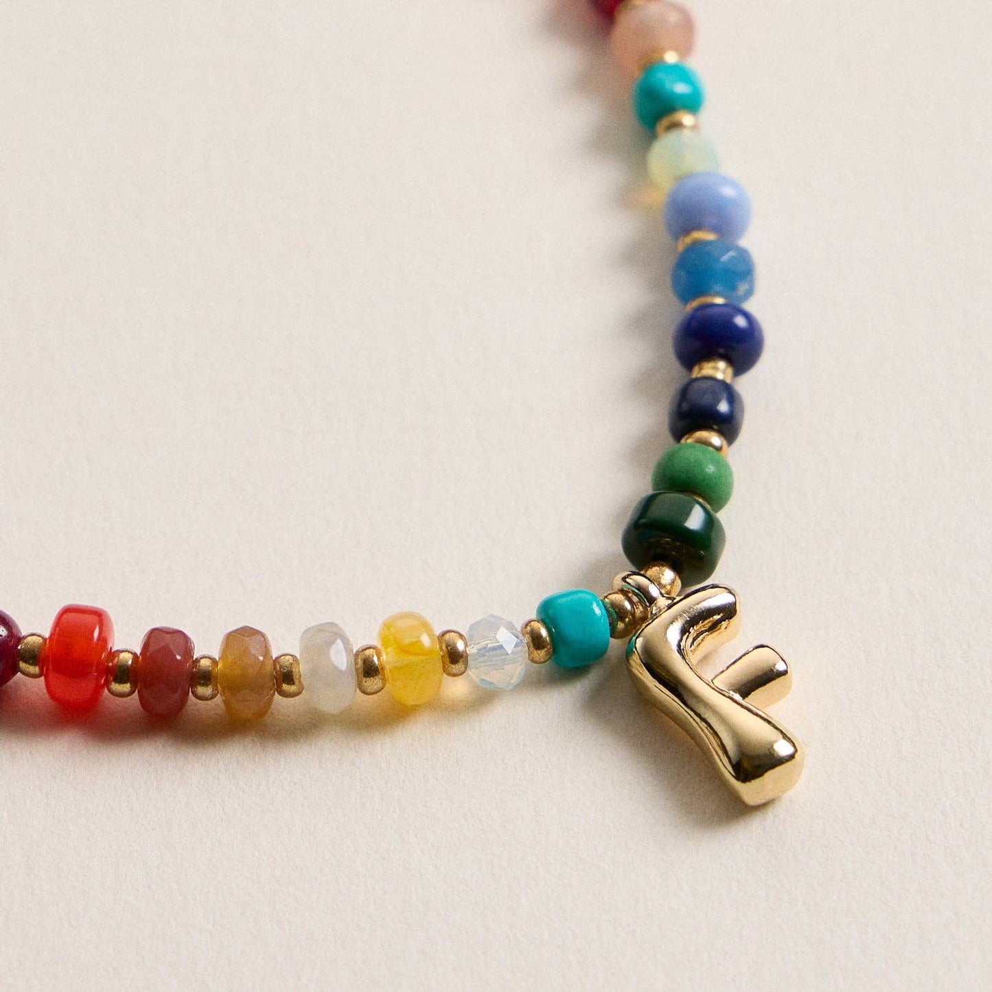 Frem - Vibrant Beaded Necklaces with Gold Initial Charms – Set of 16 Unique Designs