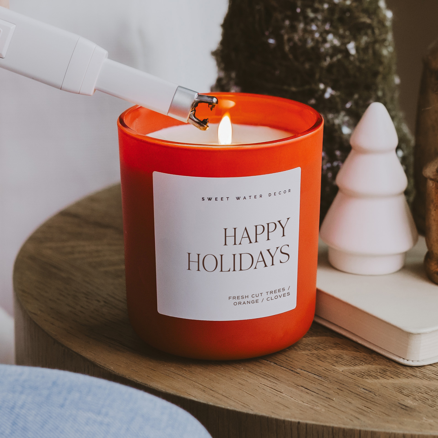 Sweet Water Decor - *NEW* Happy Holidays 15 oz Soy Candle, Matte Jar- Home Decor