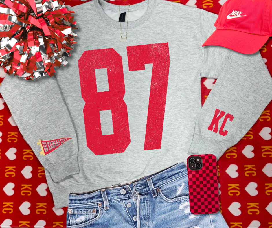 The Red Rival Wholesale - Oversized 87 - KC Pennant Sleeves  (Pick Your Sweatshirt Color)