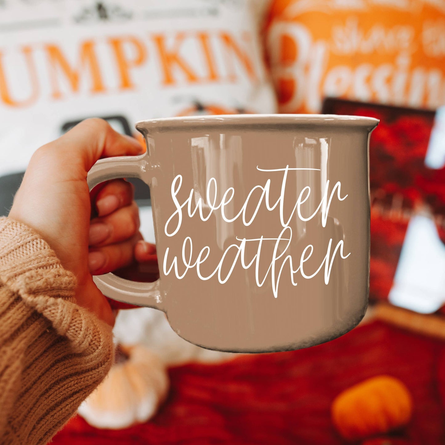 Gia Roma - Halloween Coffee Mugs, Fall Drinkware, Orange + Brown Mugs