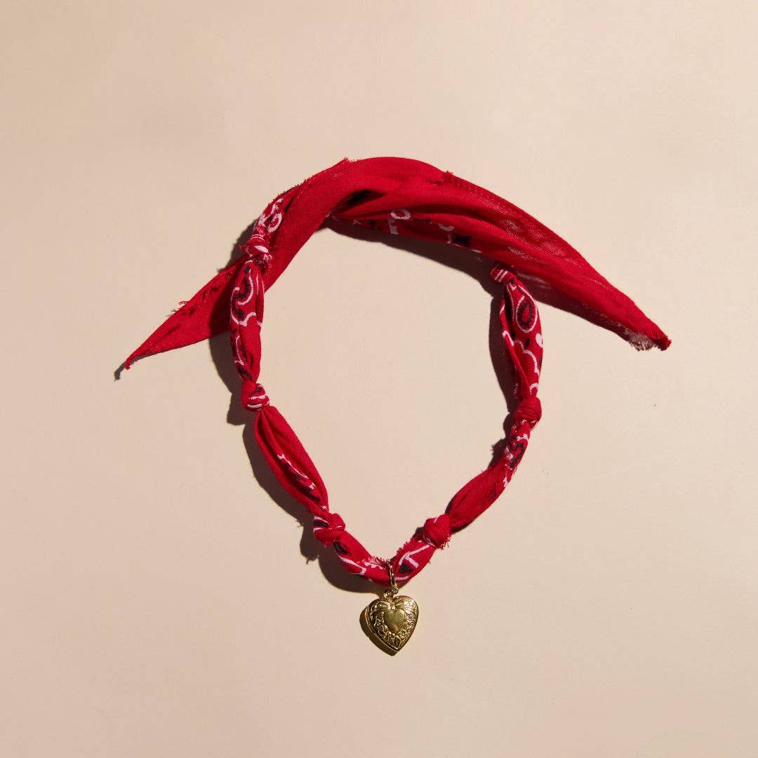 Nickel and Suede - Red Bandana Necklace