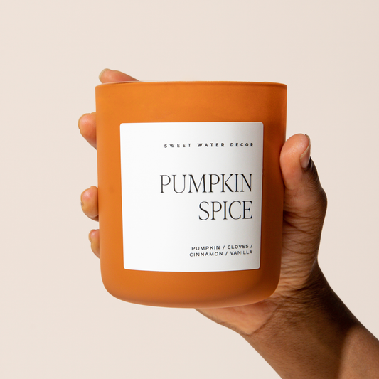 Sweet Water Decor - Pumpkin Spice 15 oz Soy Candle, Matte Jar - Fall Decor